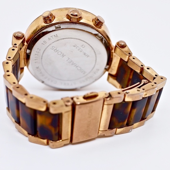 MICHAEL KORS~5538~parker~TORTOISE GLITZ CHRONOGRAPH WATCH - Picture 5 of 6